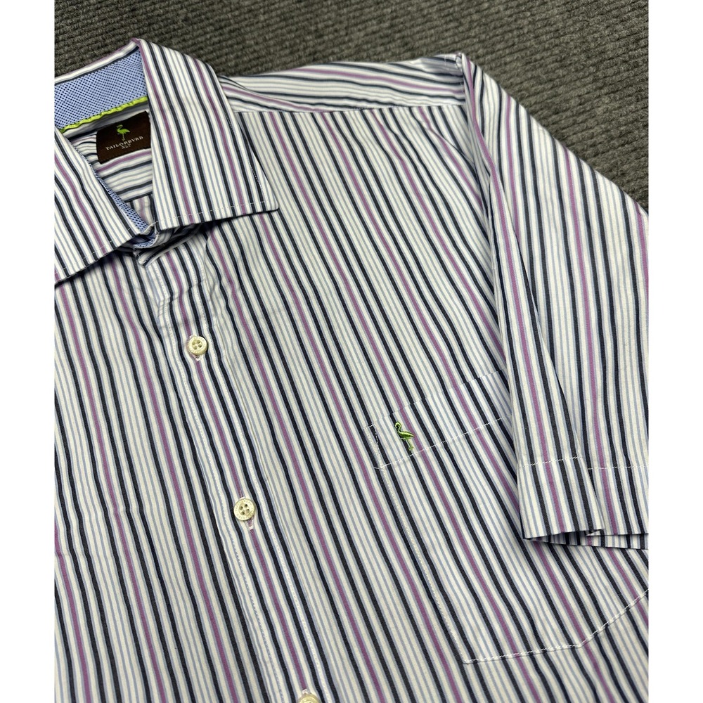 Tailorbyrd Shirt Mens XLT Blue Stripe Short Sleeve Button Cotton Big & Tall